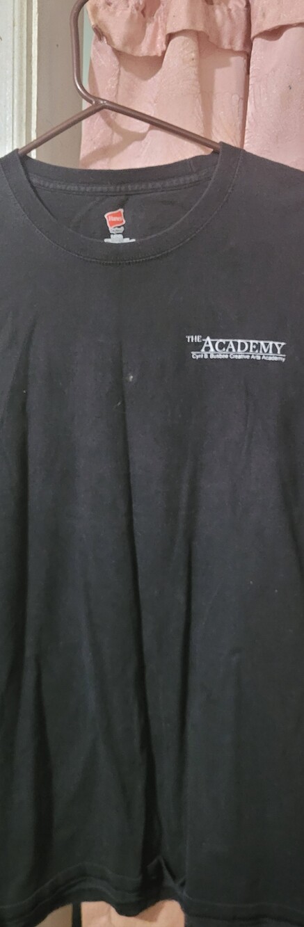 Hanes Black Short-Sleeve Tee with Small White 'The Academy' Logo